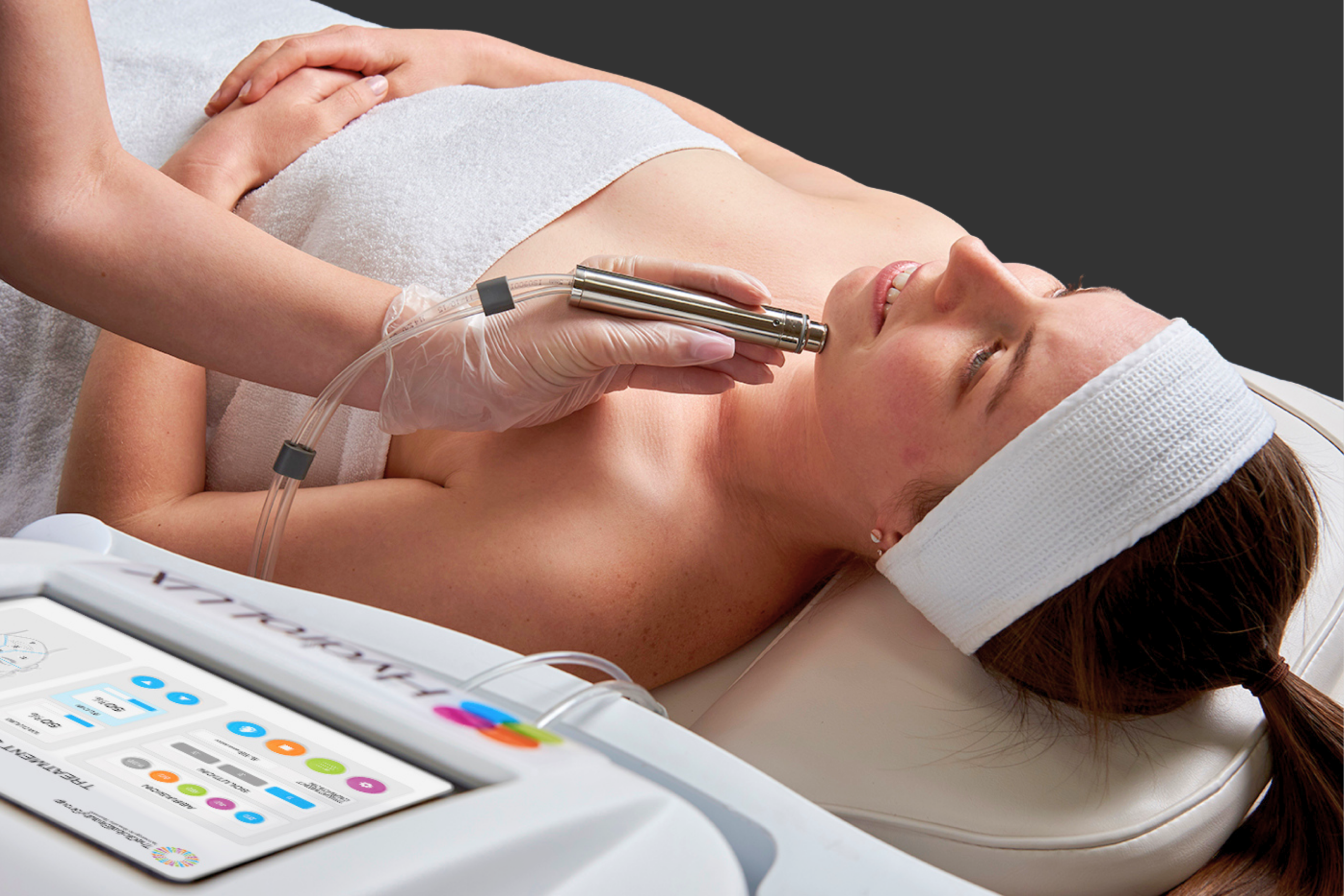 Treatment with HydroLUX microdermabrasion machine with product infusion for hydrated and healthy looking skin